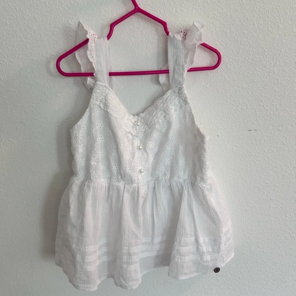 ❤️5 For $20❤️ Justice Girls White Eyelet Top  Size M